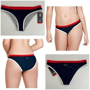 Speedo Hipster Bikini Swim Bottom Small in Red/White/Blue UPF50 $40 NEW